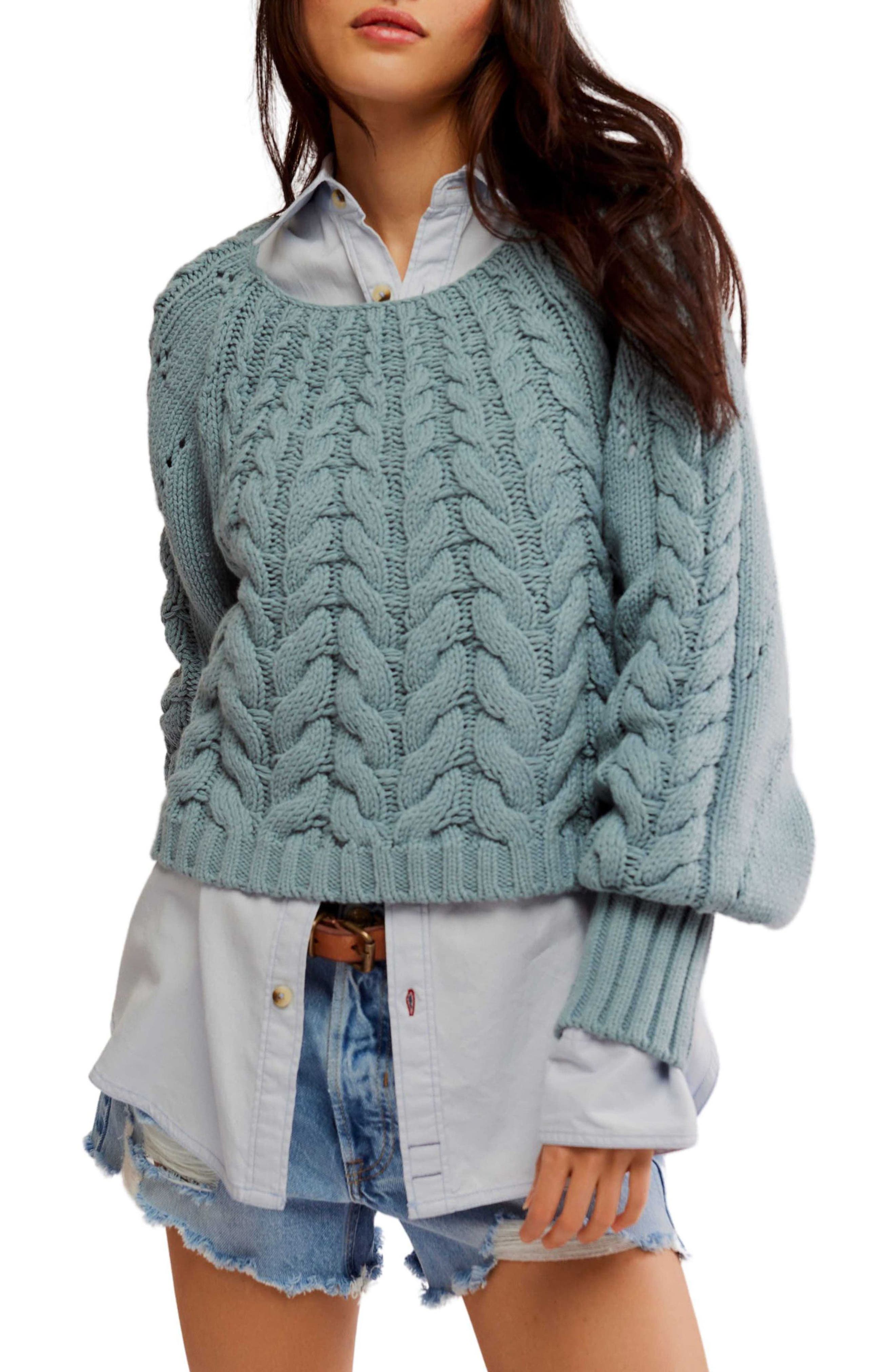 Free People Sandre Cable Stitch Pullover Sweater