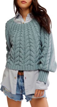 Free People Sandre Cable Stitch Pullover Sweater