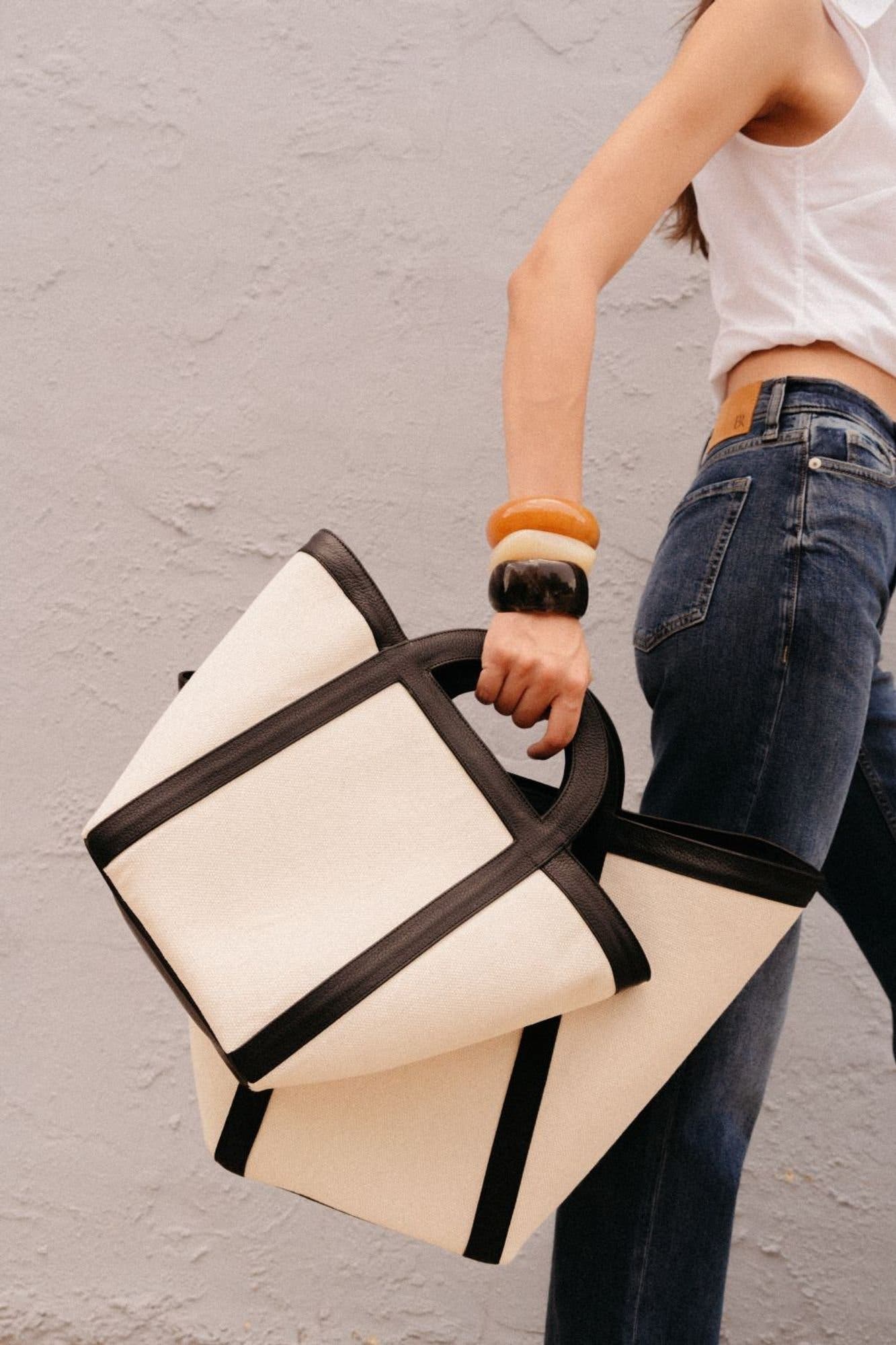 Atuel Small Canvas Tote, Alternate, color, Natural Canvas Black