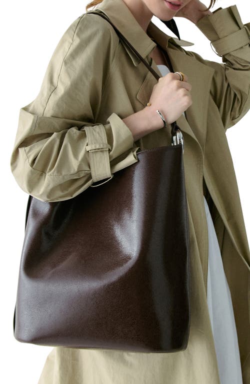Kate Spade New York Halo Glazed Large Leather Bucket Bag In Brown