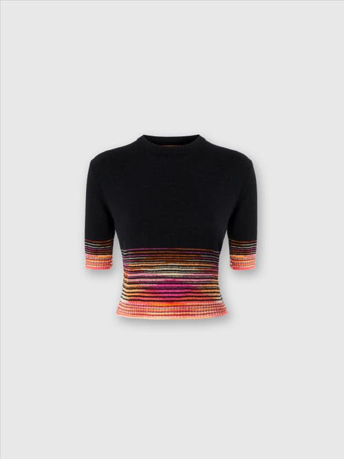 Missoni Short-sleeved Flared Cashmere Crewneck Crop Top In Multicoloured