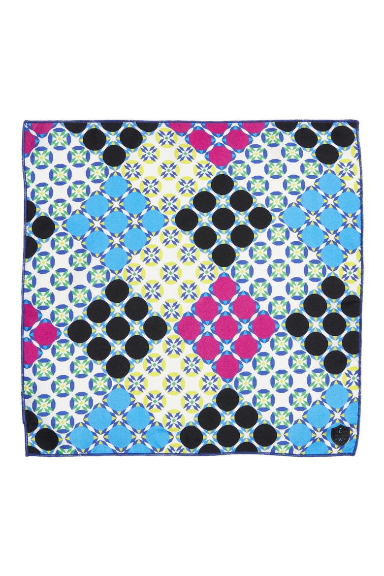 Multicolor Print Silk Pocket Square, Alternate, color, MULTI