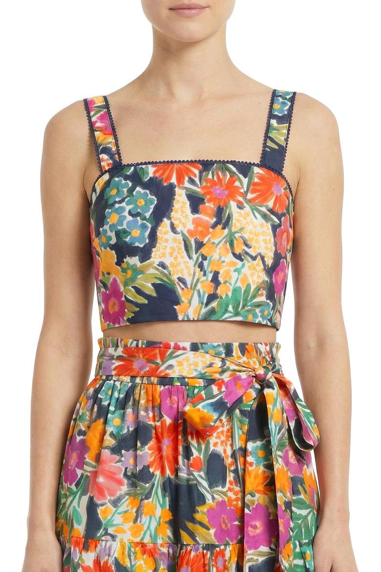 Ilyssa Square Neck Smocked Crop Top, Main, color, Gardenia