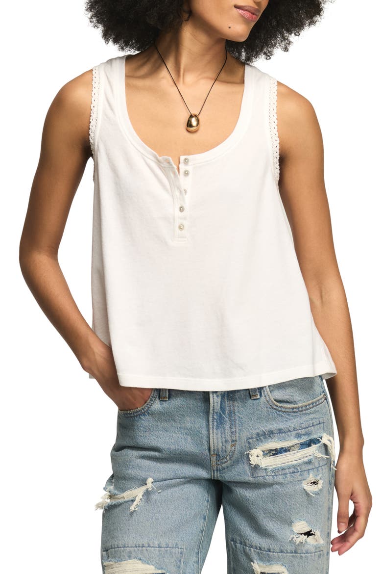 Lace Trim Henley Tank, Main, color, BRIGHT WHITE