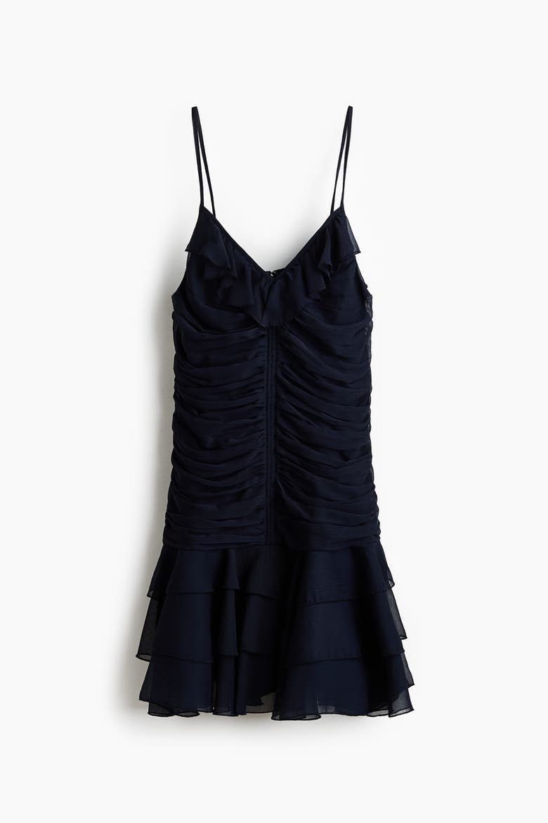 Draped Chiffon Strappy Dress, Alternate, color, Navy blue