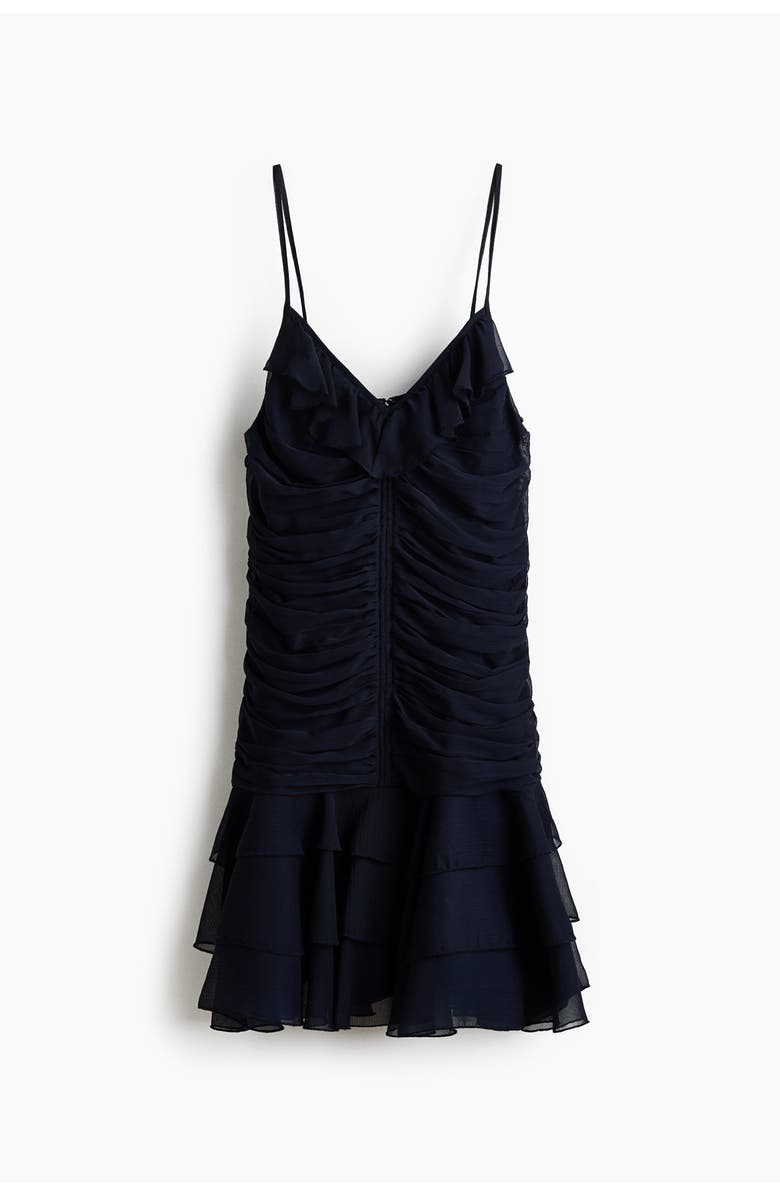 H&M Draped Chiffon Strappy Dress, Alternate, color, Navy Blue