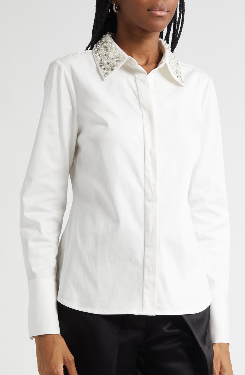 Ramy Brook Wendy Beaded Collar Shirt, Alternate, color, White