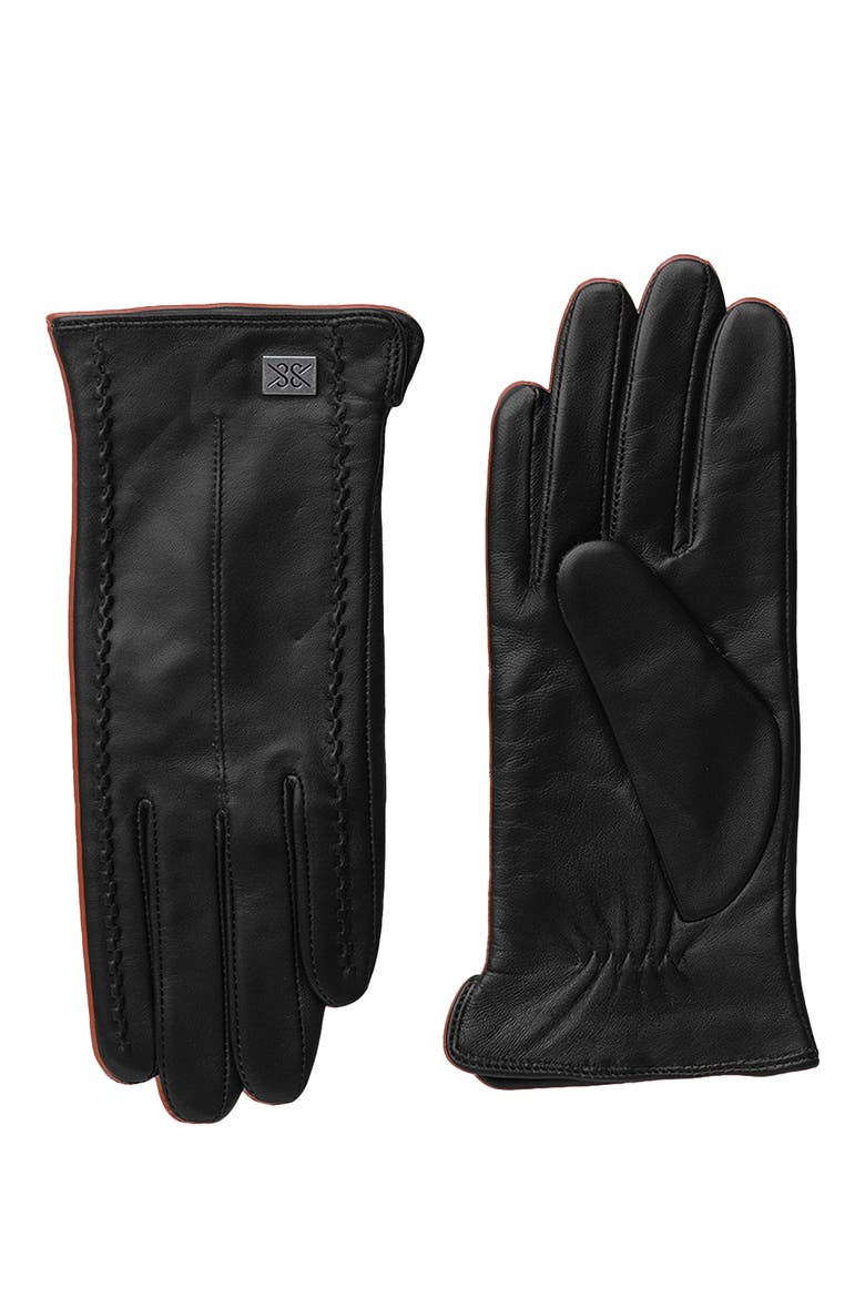 Leather Gloves, Main, color, BLACK