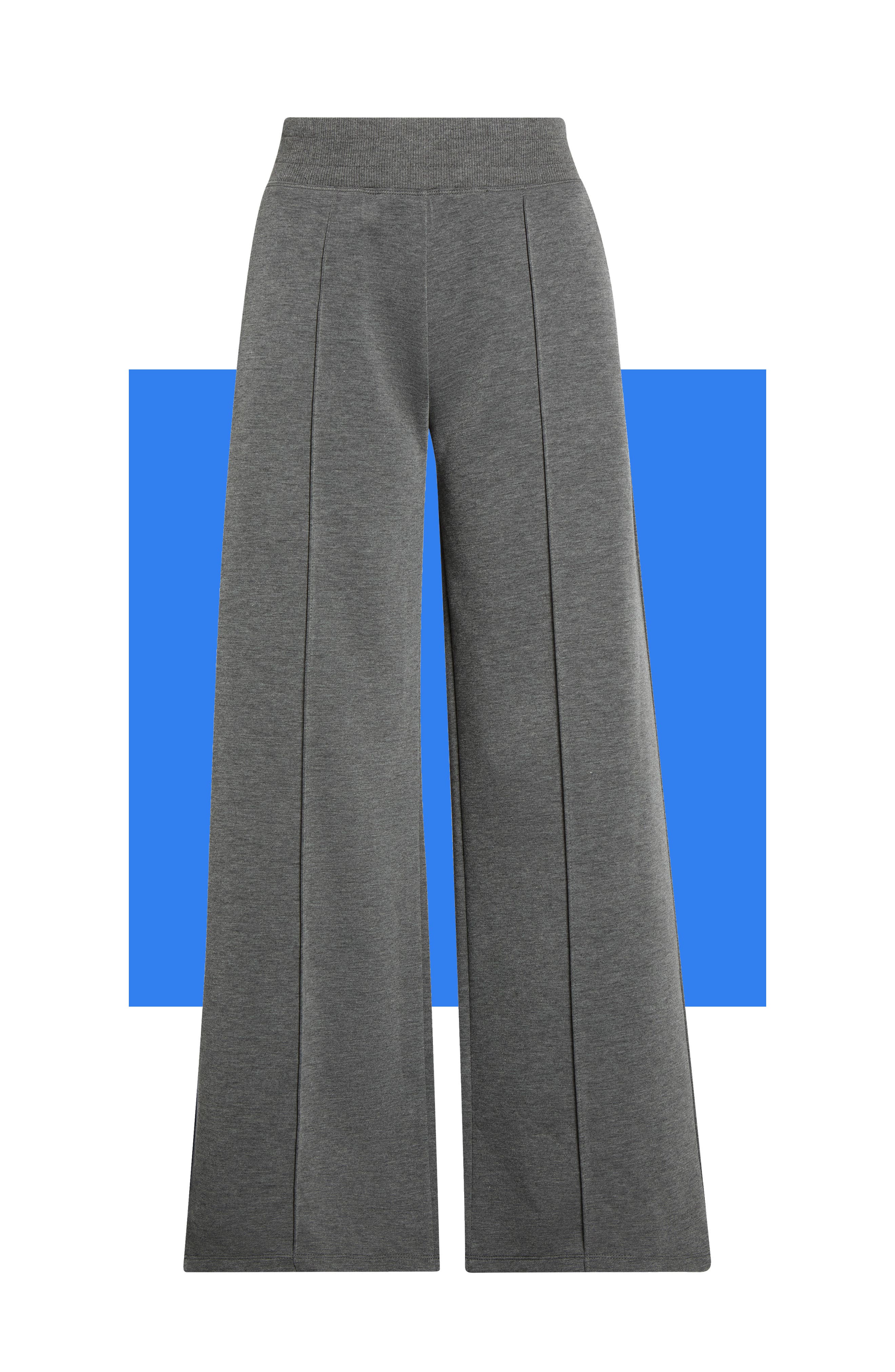 Theo And Spence Pleated Wide Leg Knit Pants In Charcoal