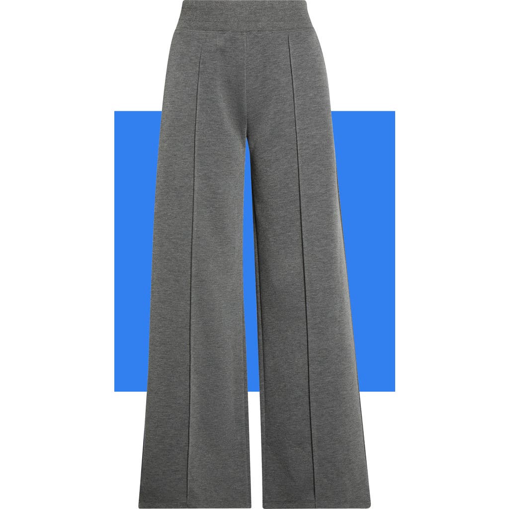 Theo And Spence Pleated Wide Leg Knit Pants In Charcoal