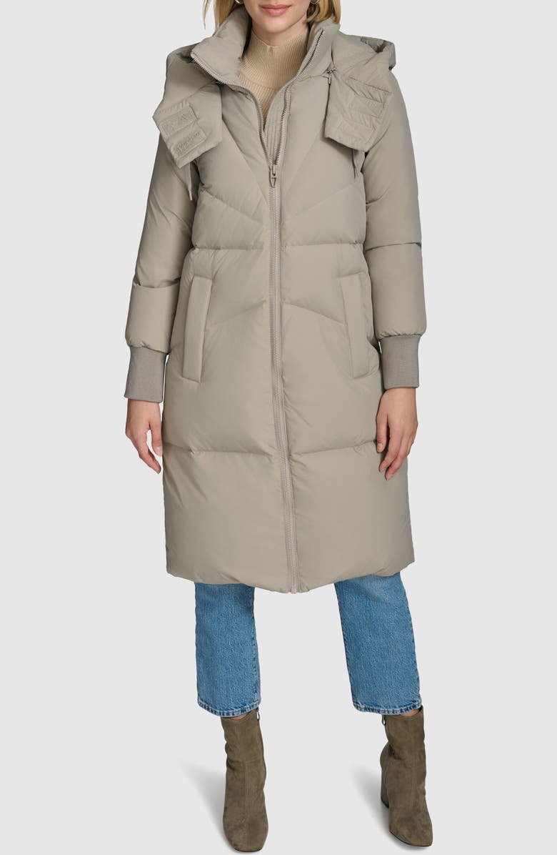 Andrew Marc Faros Down & Feather Hooded Puffer Coat, Main, color, 