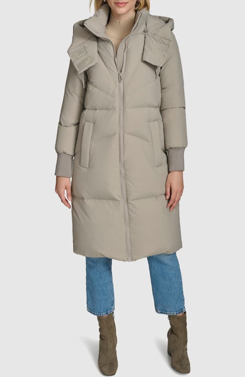 Andrew Marc Faros Down & Feather Hooded Puffer Coat in Stone 