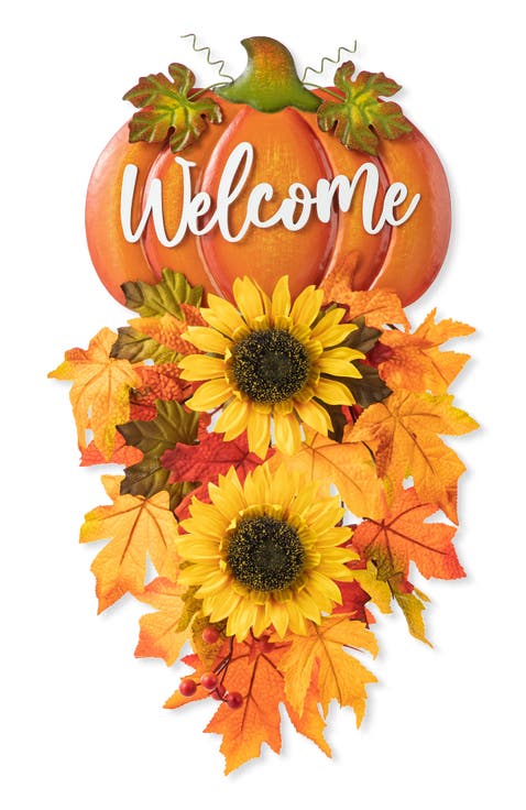 Fall Metal Pumpkin & Sunflower Swag Wall Decor