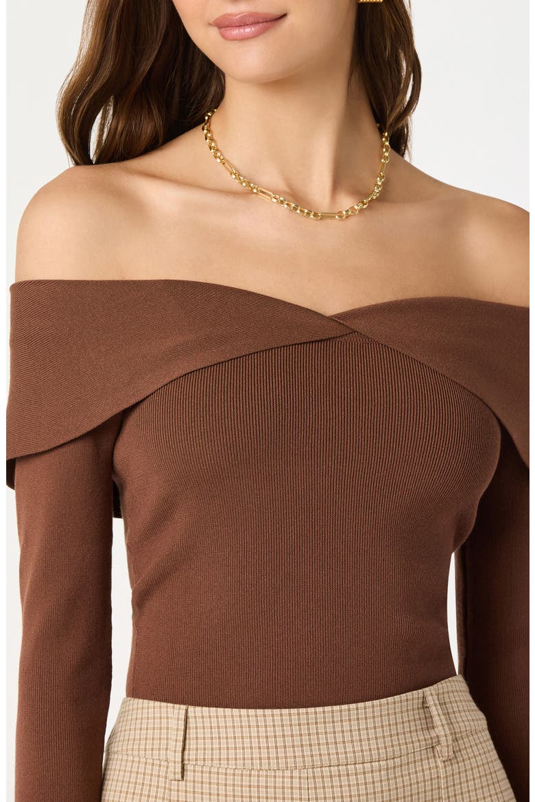 Off the Shoulder Sweater, Alternate, color, BROWN