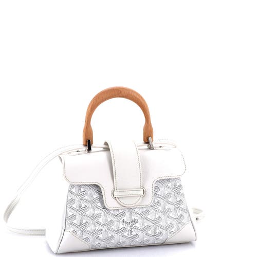 Pre-owned Goyard Goyard Saigon Top Handle Bag Coated Canvas With Leather Mini In White
