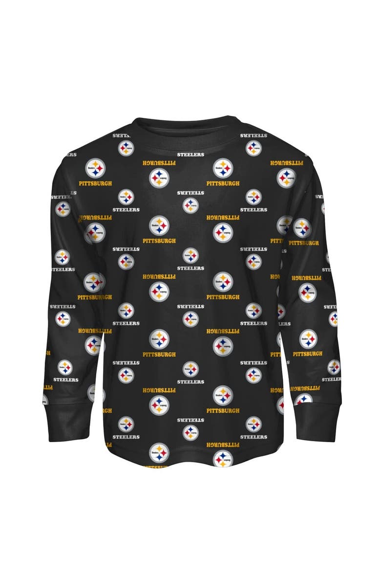 Outerstuff Toddler Outerstuff Black Pittsburgh Steelers All-Over-Print Long Sleeve T-Shirt and Pants Sleep Set, Alternate, color, Black