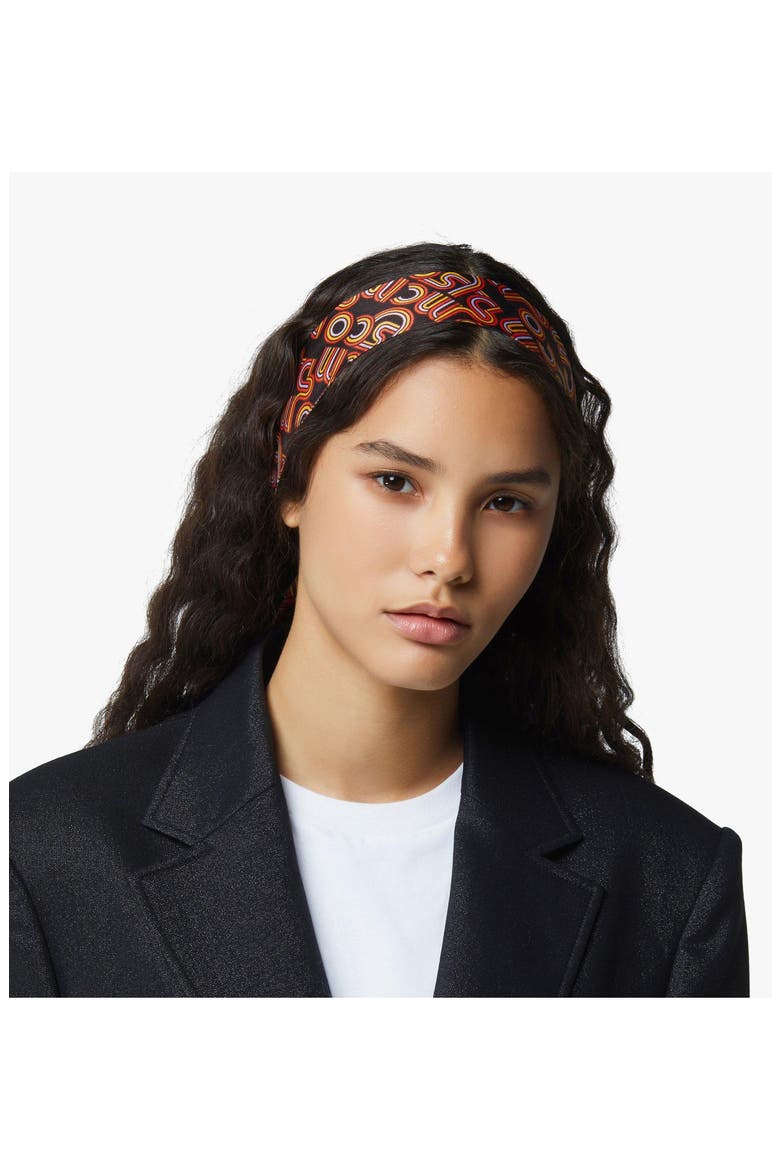 Disco Monogram Print Petite Scarf in Organic Silk, Alternate, color, Aw26 Sangria Sunset