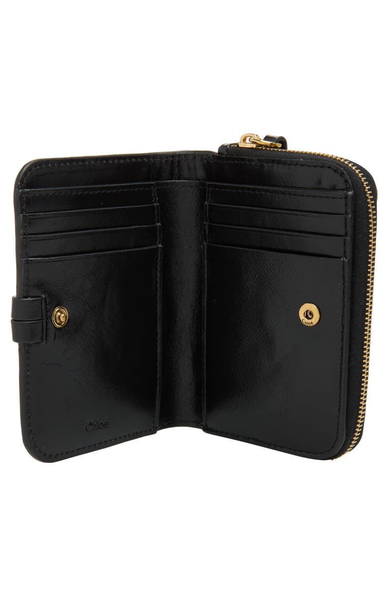 Chloé Alphabet Shiny Bifold Wallet, Alternate, color, Black