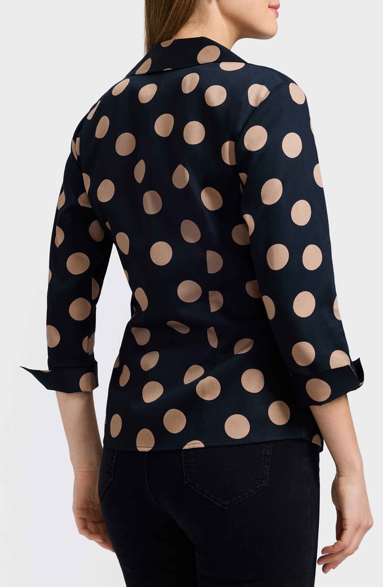 Foxcroft Salina Polka Dot Cotton Wrap Shirt, Alternate, color, Black/ Almond