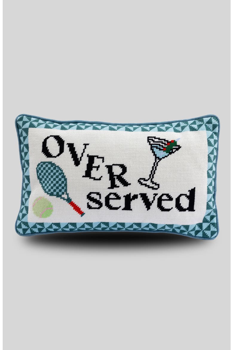 Overserved Needlepoint Pillow, Main, color, Overserved