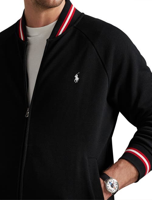 Polo Ralph Lauren Big & Tall Double-knit Mesh Bomber Jacket In Black