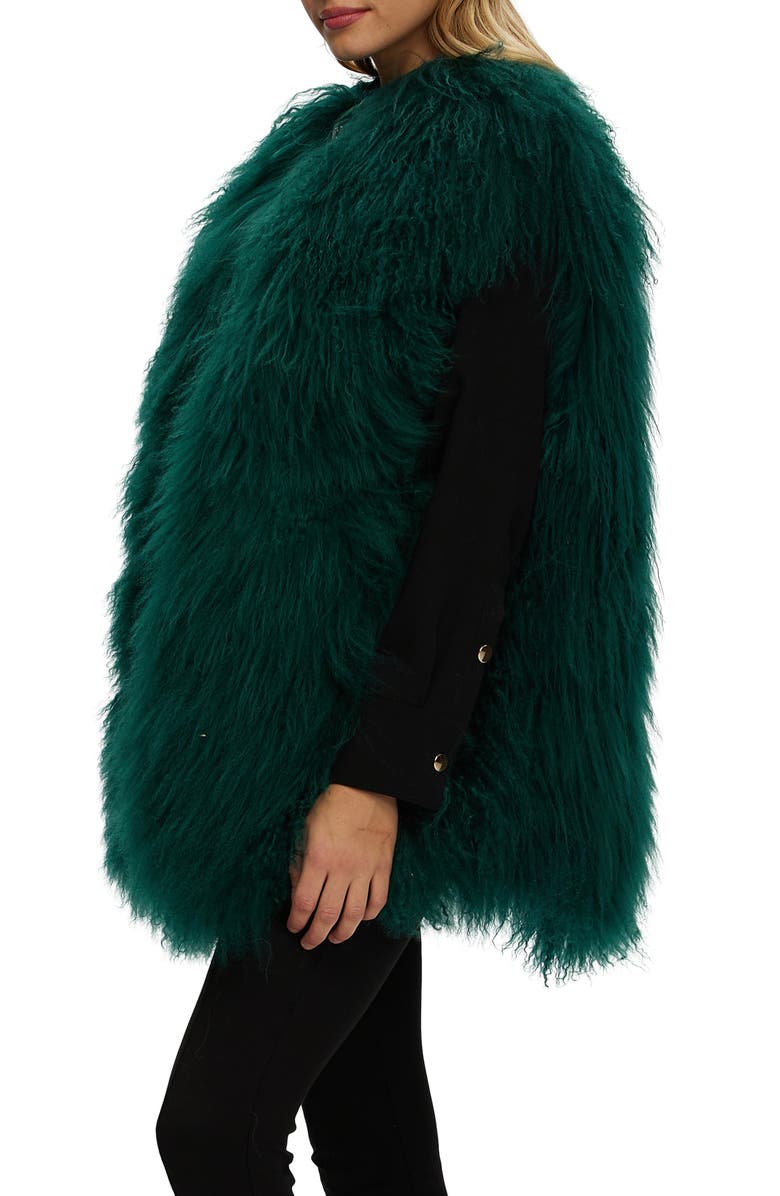 GORSKI Genuine Shearling Zip Long Vest, Alternate, color, Forest Green