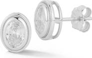 GLAZE JEWELRY Cubic Zirconia Bezel Set Oval Stud Earrings