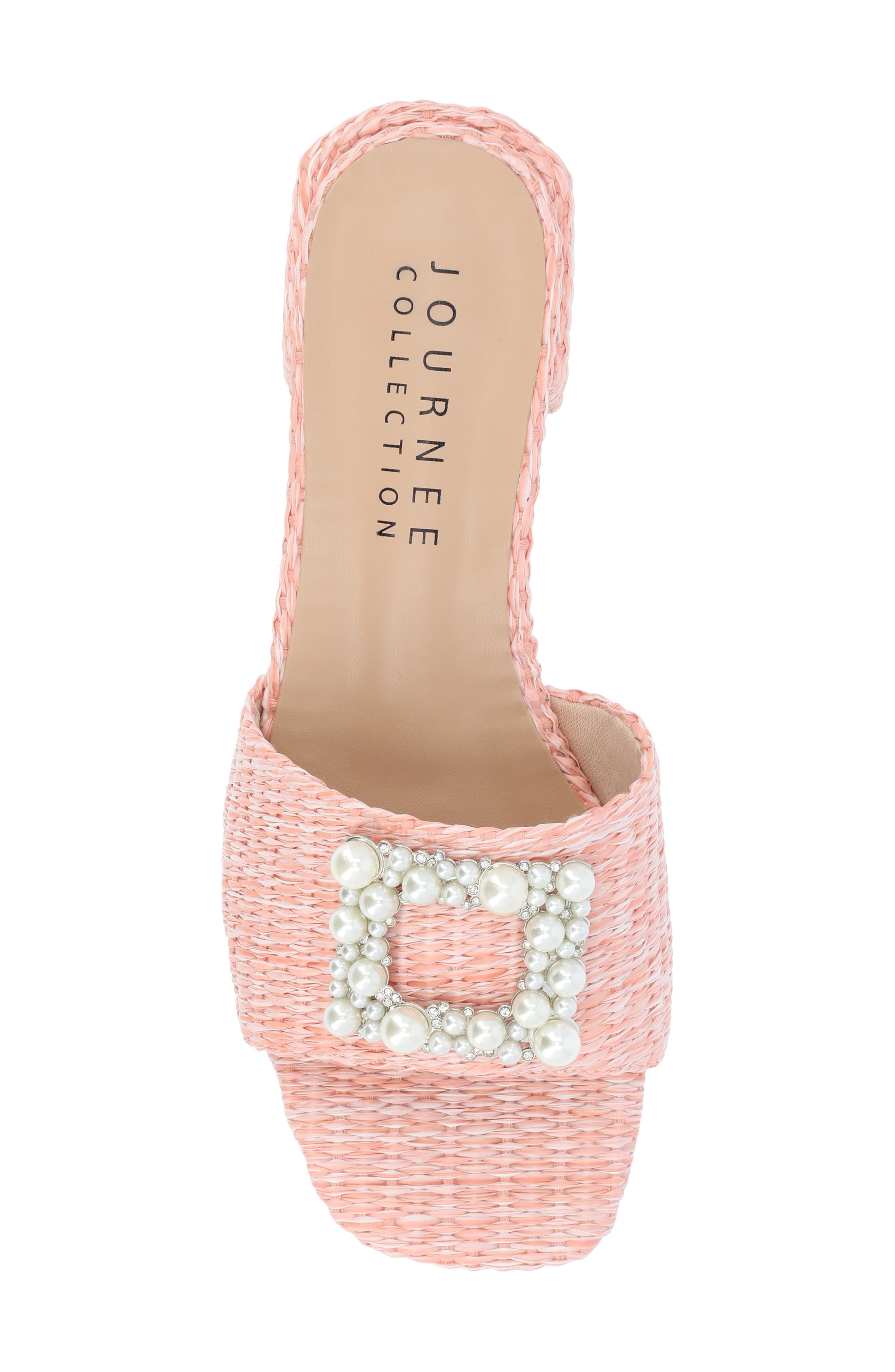 Justina Embellished Raffia Slide Sandal, Alternate, color, PINK