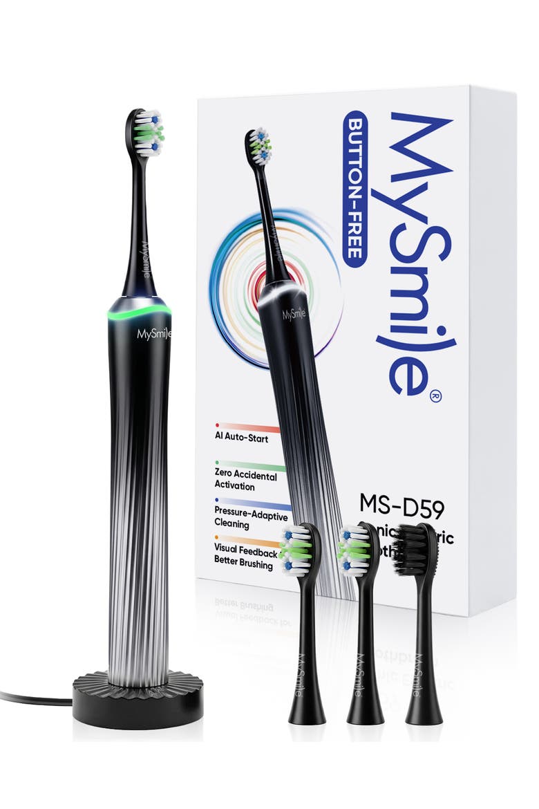 Button-Free Rechargeable Sonic Toothbrush with Pressure Sensor, Main, color, Glacier Noir