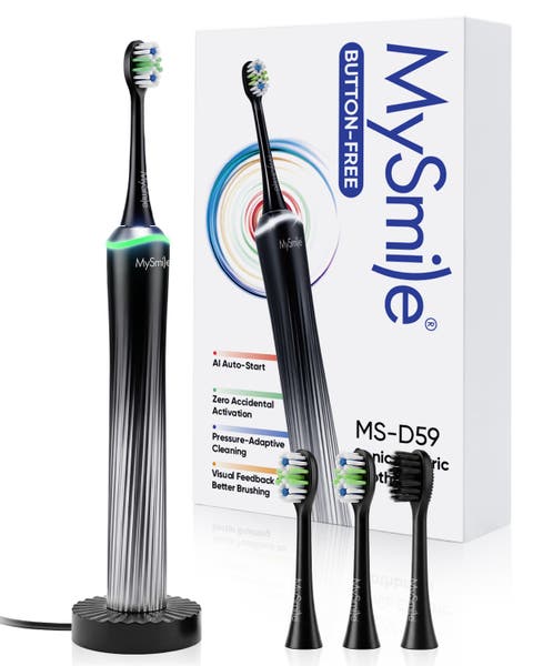 Button-Free Rechargeable Sonic Toothbrush with Pressure Sensor