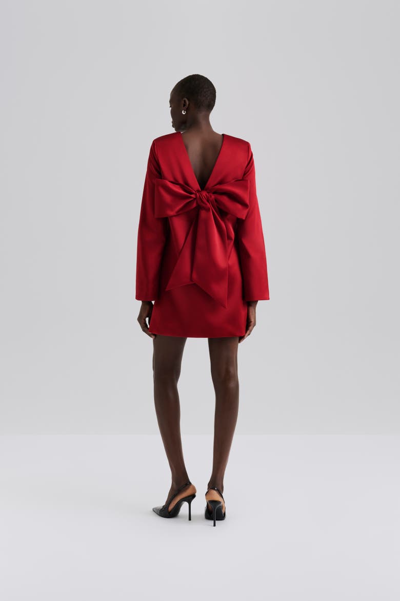 Elna Bow Detailed Mini Dress, Alternate, color, Deep Red