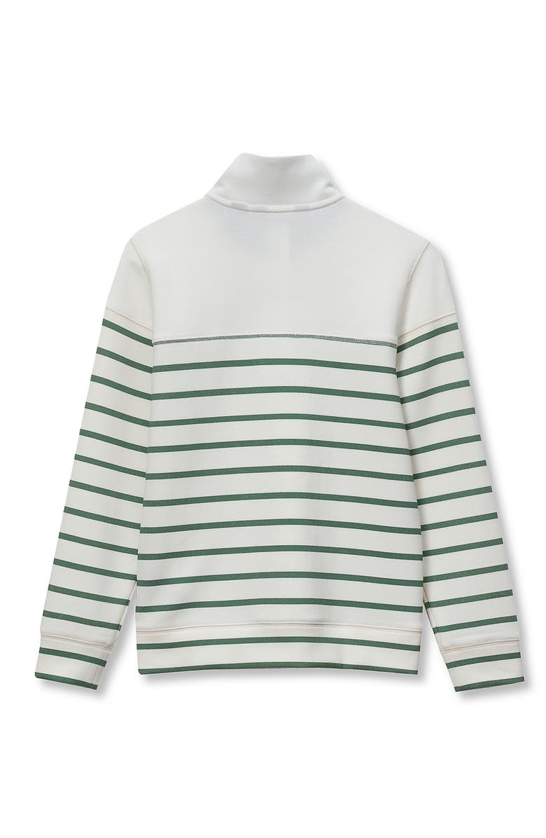 Lands' End Boys Half Zip Pullover, Alternate, color, Birch/Spruce Green Stripe