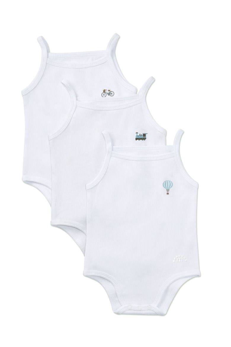 3 Pack Baby Ribbed Cotton-Rich Bodysuits, Main, color, White White White