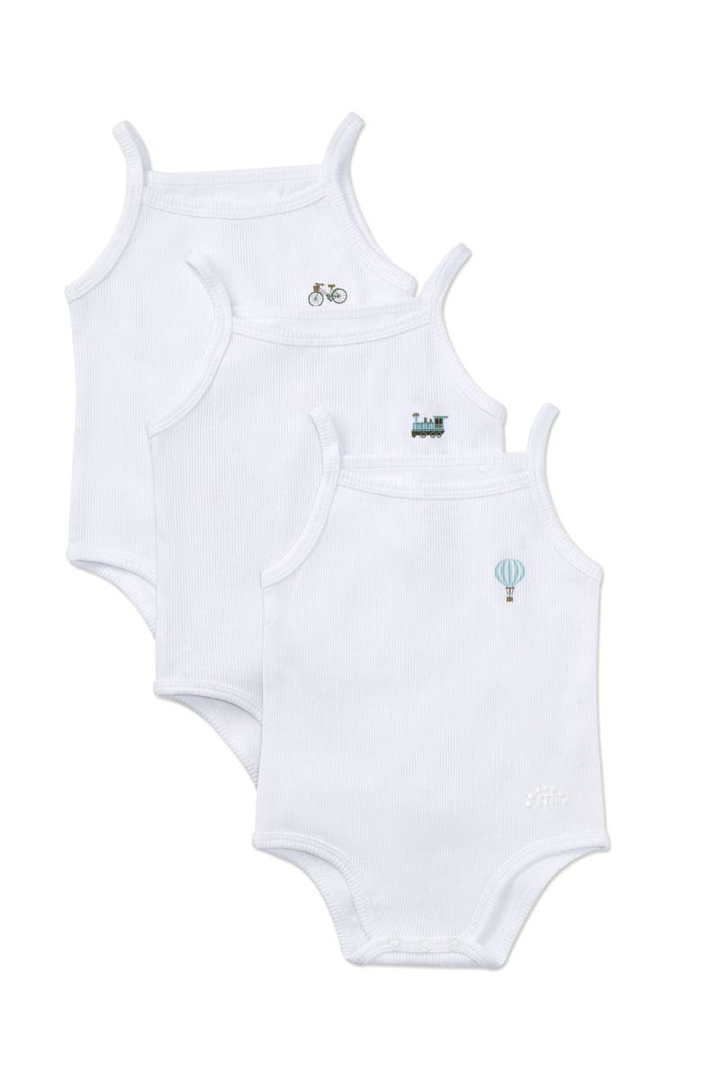MiniMoi 3 Pack Baby Ribbed Cotton-Rich Bodysuits, Main, color, White White White