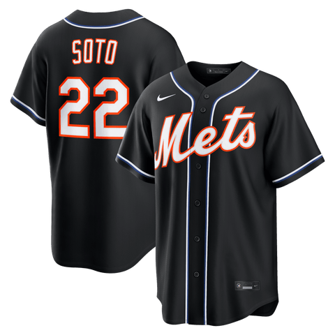 Men's Nike Juan Soto New York Mets Fashion Replica Black Out Jersey