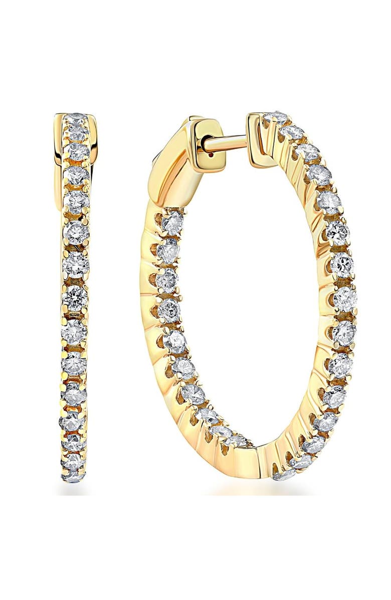 Bliss Diamond 1 Ct Diamond Inside Outside Hoops Lab Grown Earrings Gold 1"Tall, Main, color, 10K Yellow Gold