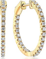 Bliss Diamond 1 Ct Diamond Inside Outside Hoops Lab Grown Earrings Gold 1"Tall
