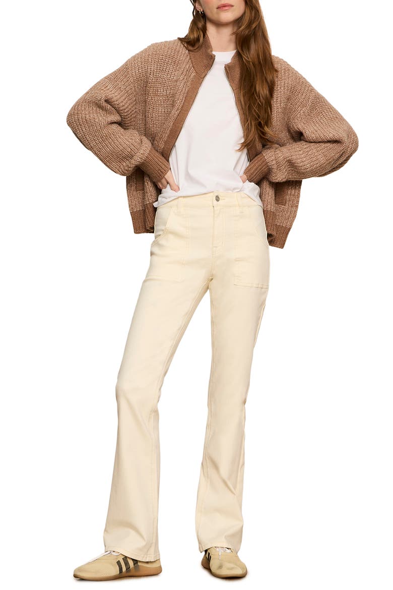 Zip-Up Cardigan, Alternate, color, HEATHER COCOA BROWN