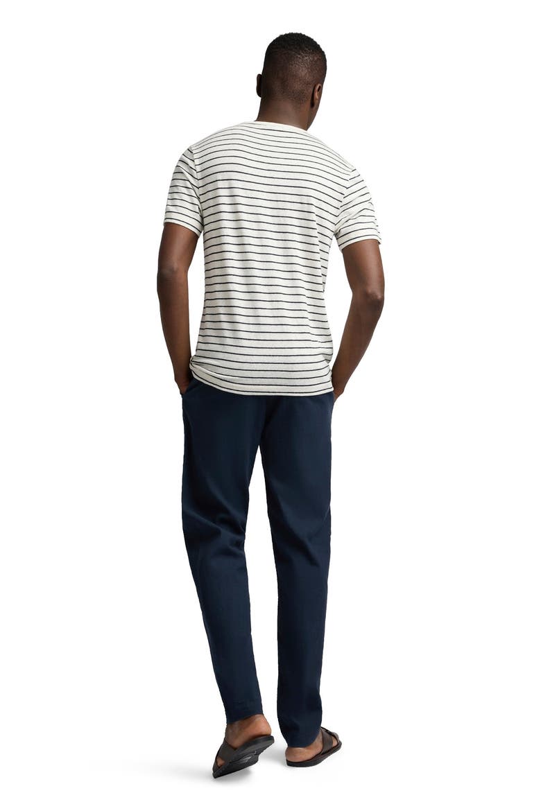 Crewneck Stretch Linen T-Shirt, Alternate, color, Midnight/Egret
