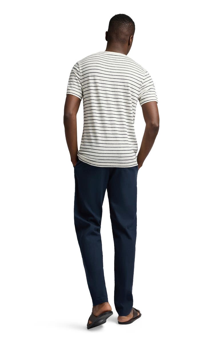 Onia Crewneck Stretch Linen T-Shirt, Alternate, color, Midnight/Egret