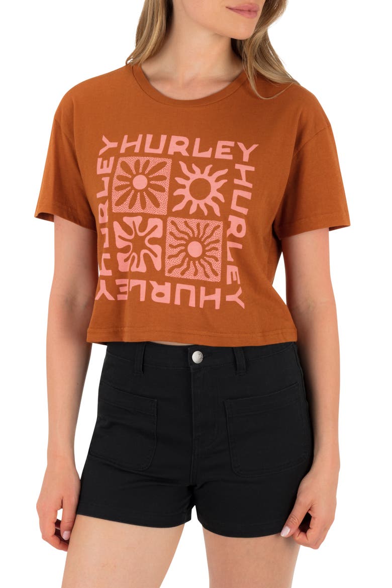 Botany Boxy Crop T-Shirt, Main, color, LEATHER BROWN
