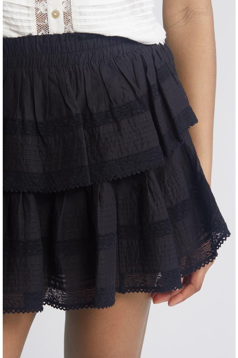 Tiered Ruffle Cotton Miniskirt, Alternate, color, BLACK