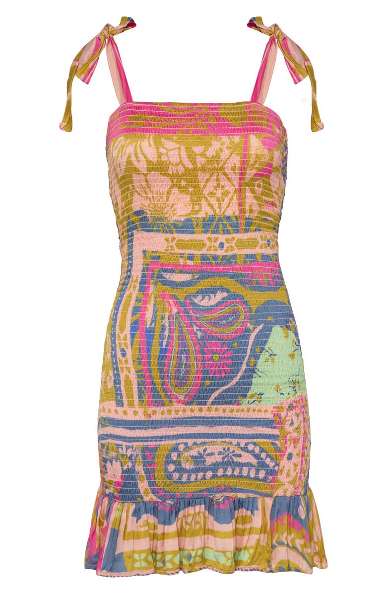 Maaji Hankie Lua Smocked Multifit Cover-Up Minidress, Alternate, color, Pink