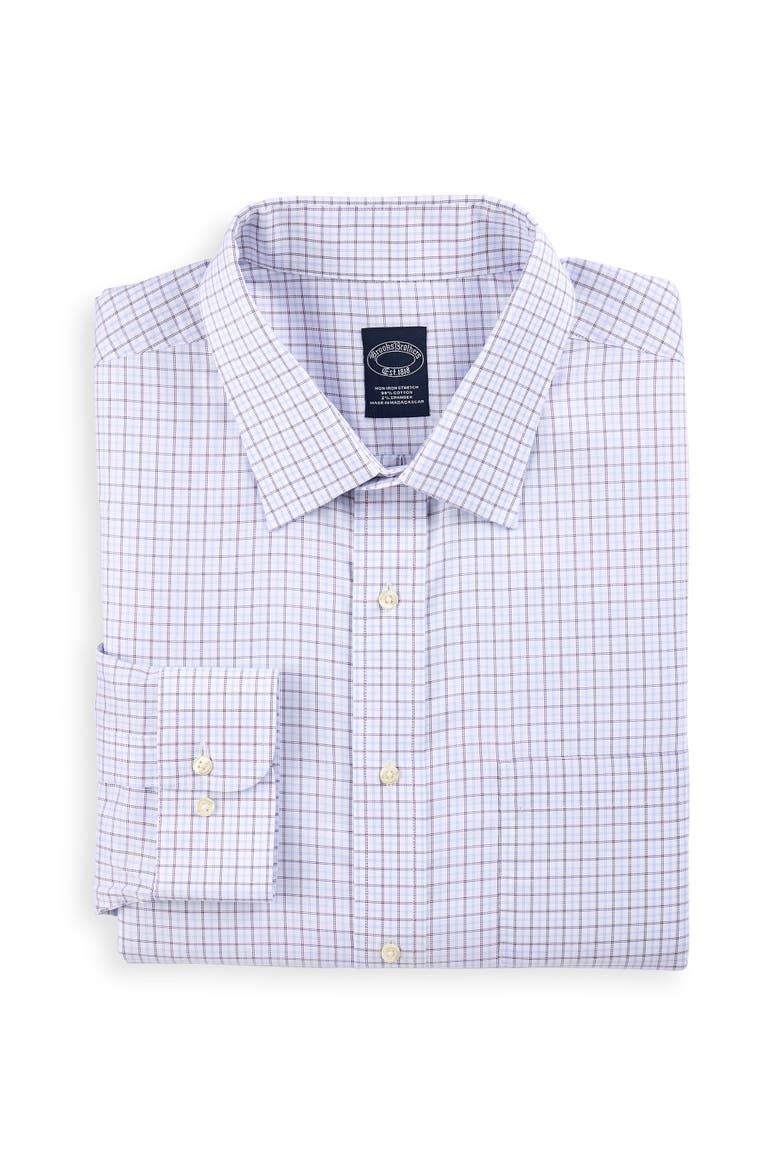 Big & Tall Non-Iron Tattersall Dress Shirt, Main, color, PURPLE