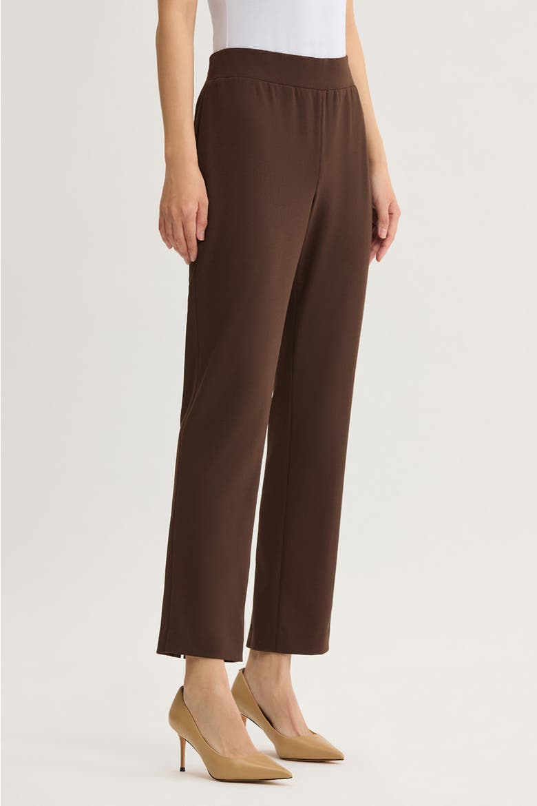Stretch Deco Crepe Straight Leg Pants, Alternate, color, Dark Umber