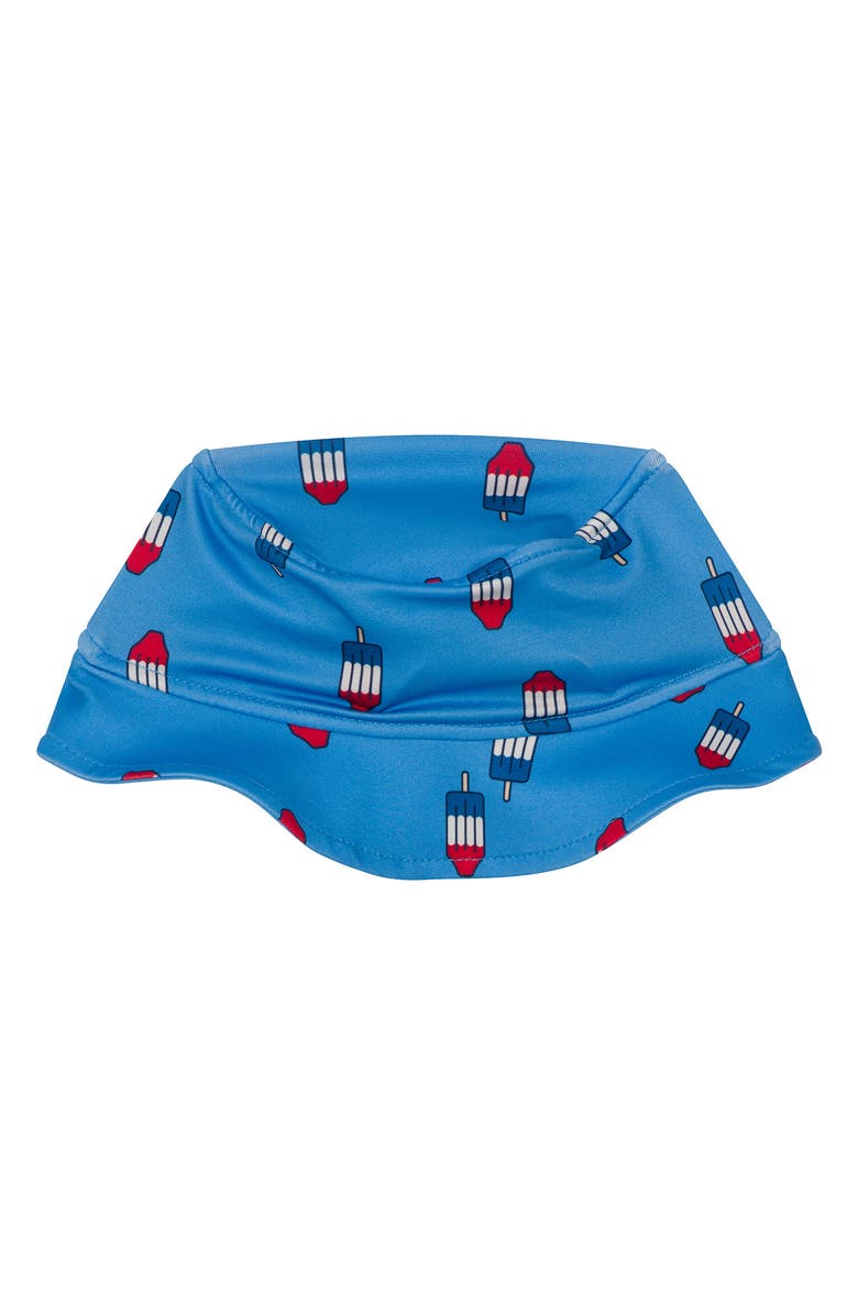 PL Baby by Petit Lem One-Piece Rashguard Swimsuit & Hat Set, Alternate, color, Blue Popsicle