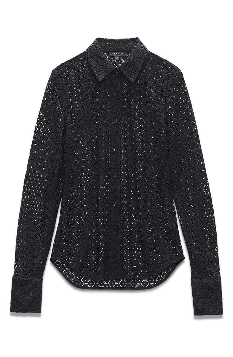 rag & bone Yvette Lace Button-Up Shirt, Alternate, color, Black
