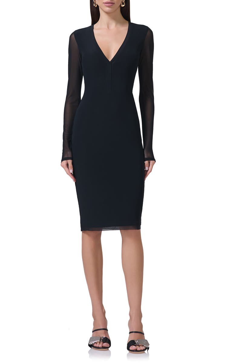 AFRM Diane Plunge Long Sleeve Mesh Dress, Main, color, 