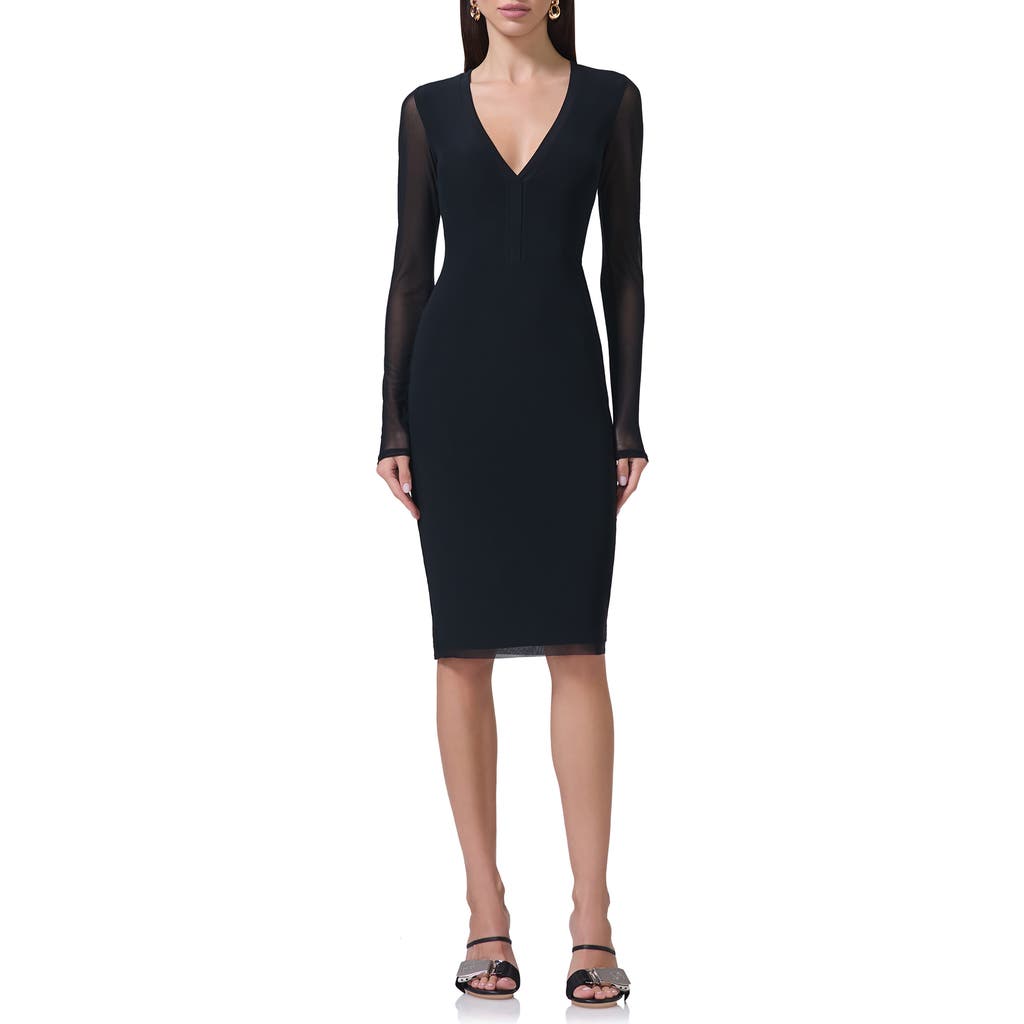 AFRM AFRM DIANE PLUNGE LONG SLEEVE MESH DRESS