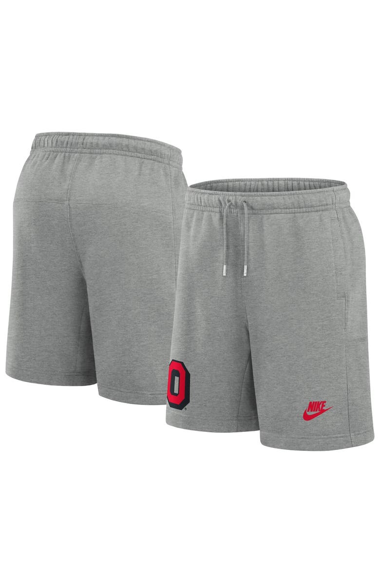 Nike Men's Nike Heather Gray Ohio State Buckeyes Legacy Essential Fleece Shorts, Main, color, 